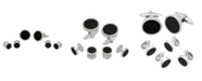 C&C Jewelry Men's Resin Tuxedo in Stainless Steel Stud and Cufflink Set - 3 Pieces